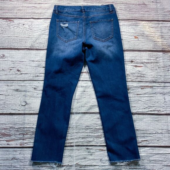 D Jeans Womens Jeans size 6 Dark Wash Crop Ankle x27" Frayed Hem Cotton Stretch - Picture 8 of 10